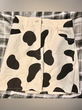 Cow Print Mini Skirt - Black and White